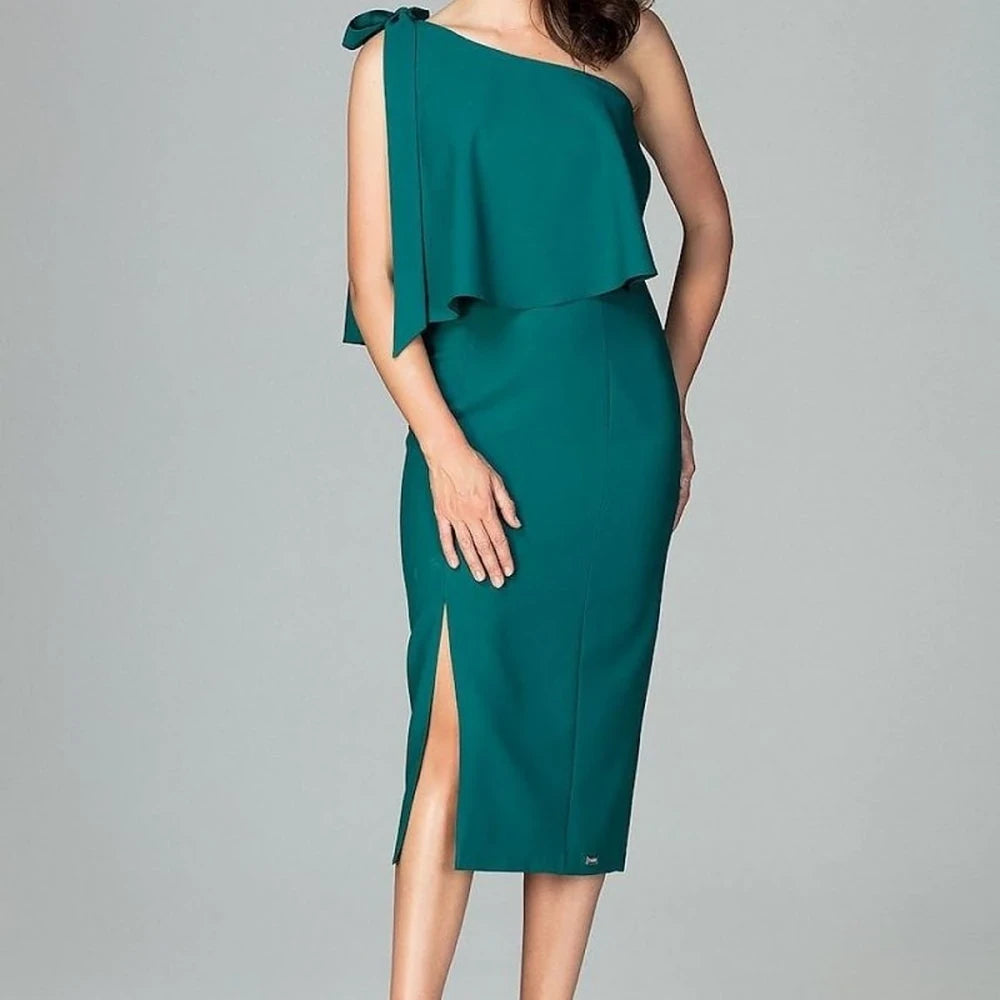One Shoulder Bow Tie Cocktail Dress