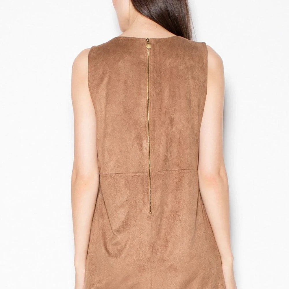 Suede-Like Day Dress with Back Zipper