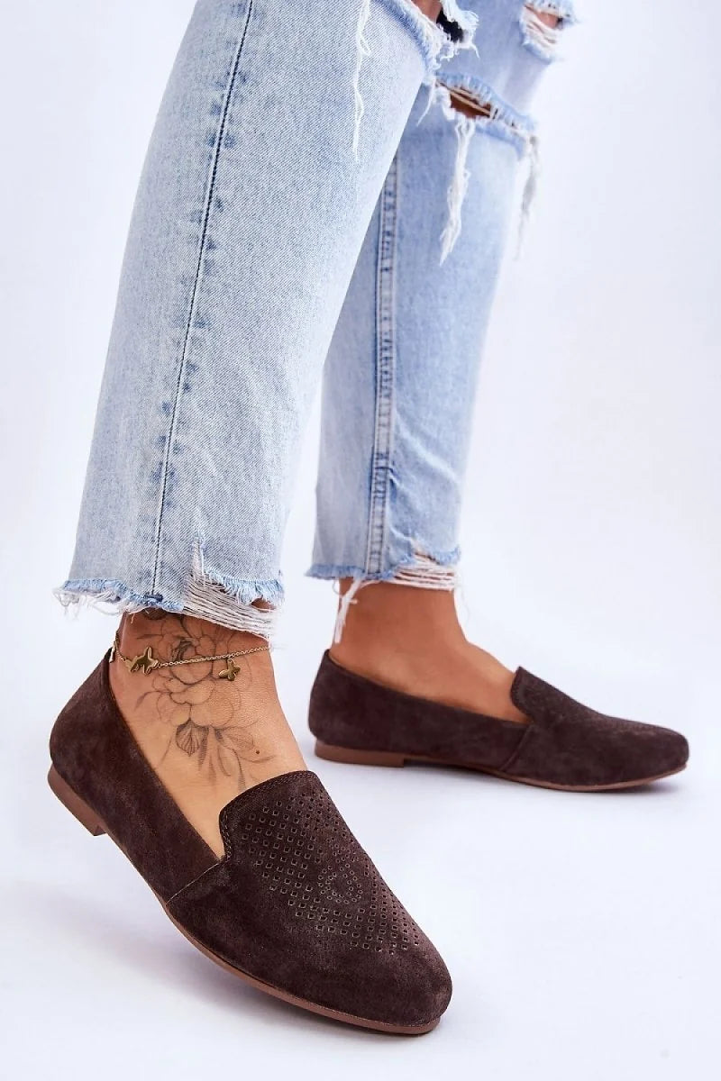 Suede Openwork Moccasins with Leather Insole