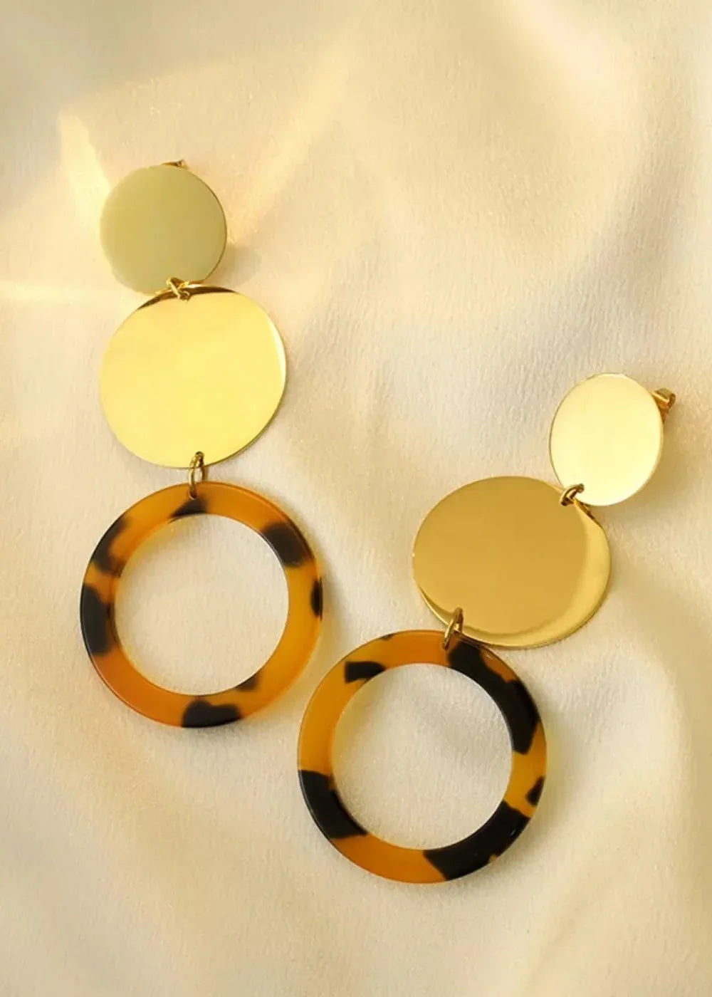 Ochre geometric circle dangle earrings