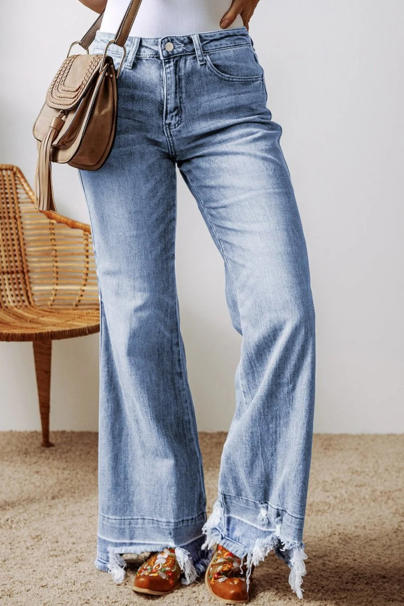 Blue denim jeans with pockets