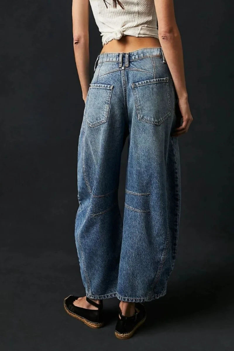 Taupe wide leg jeans with pockets