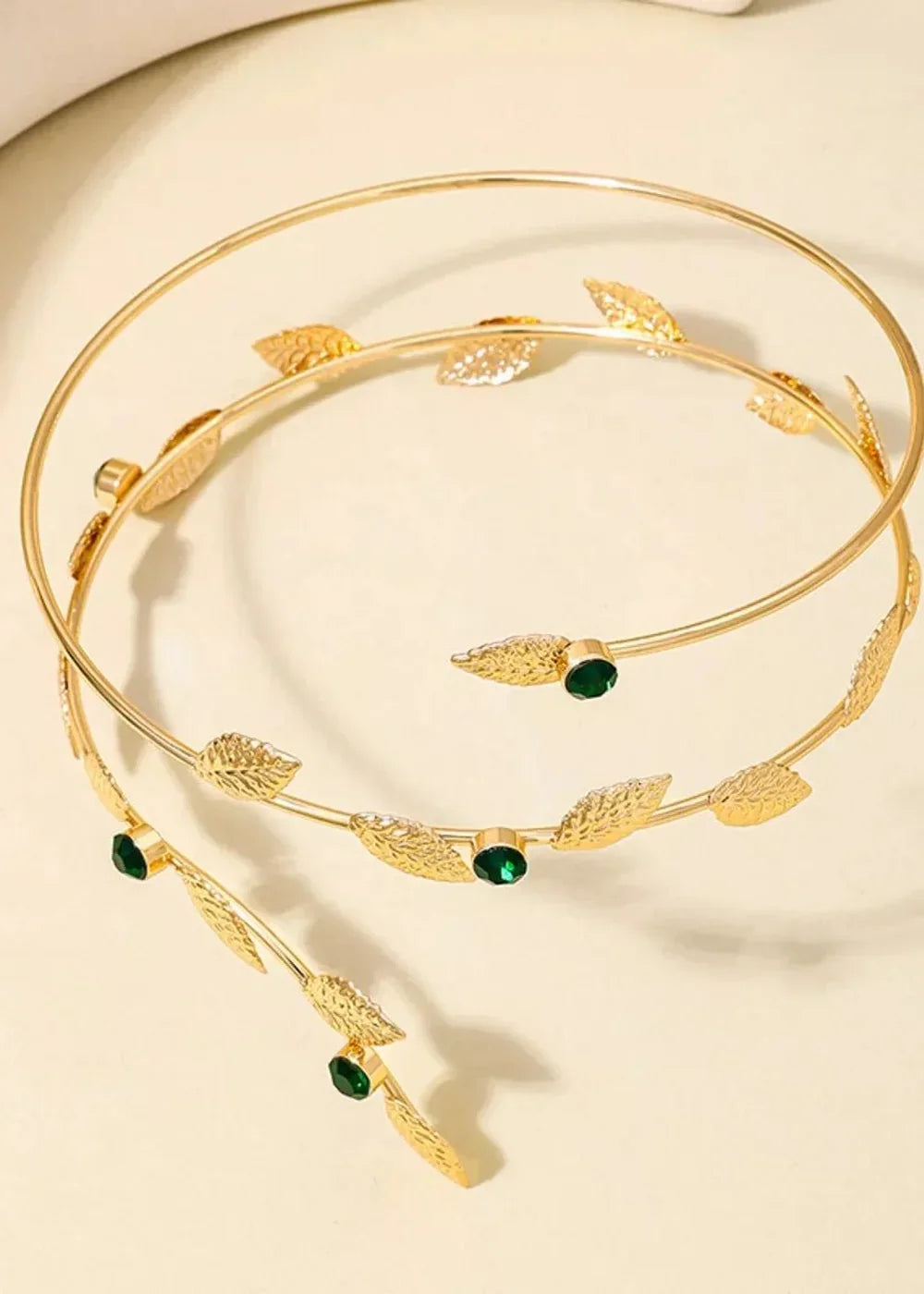 Close-up of the leaf design on the bracelet