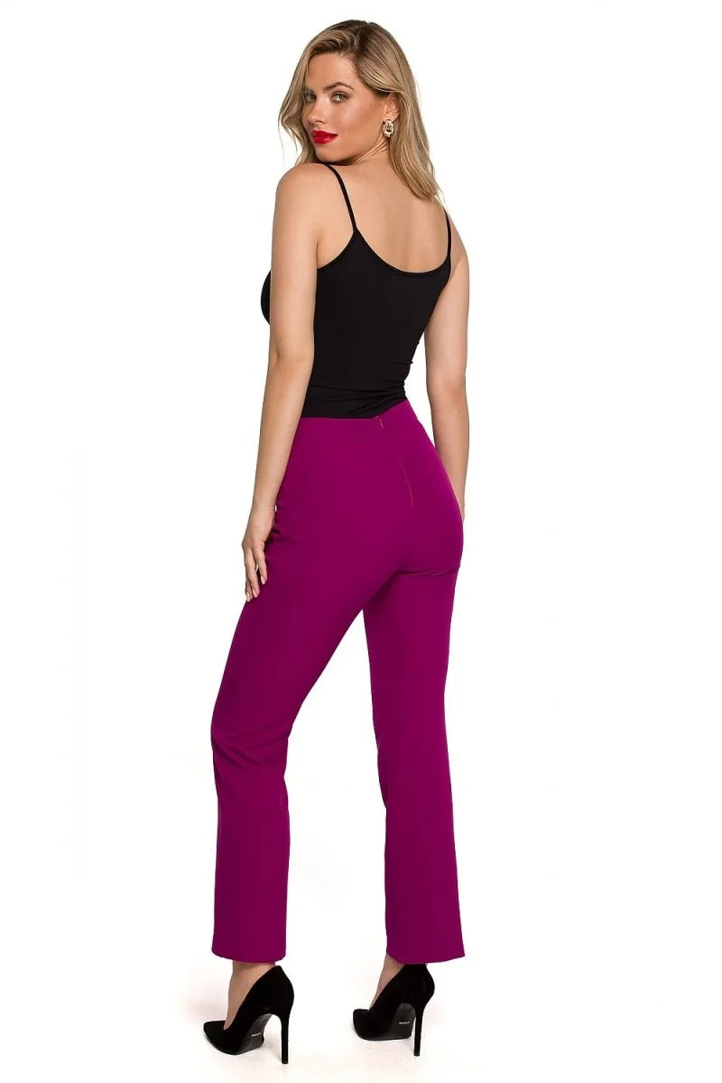 Black fitted trousers with belted waist