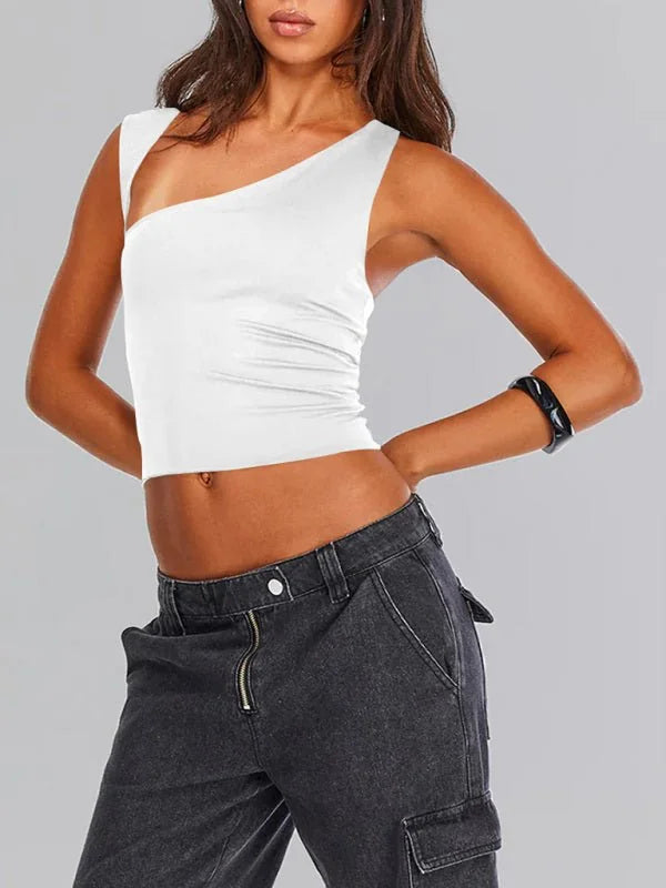 Close-up of the unique neckline on a slim fit vest