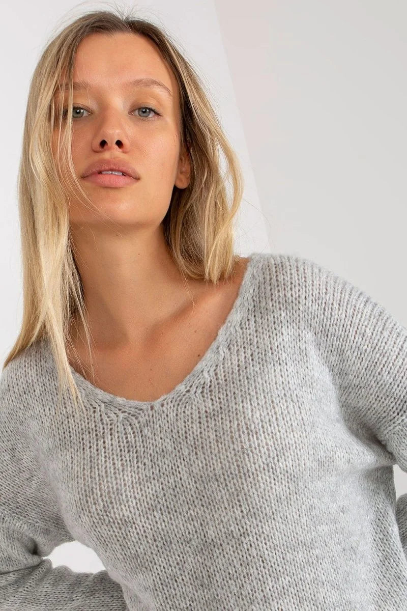 Black women's long sleeve sweater with heart neckline