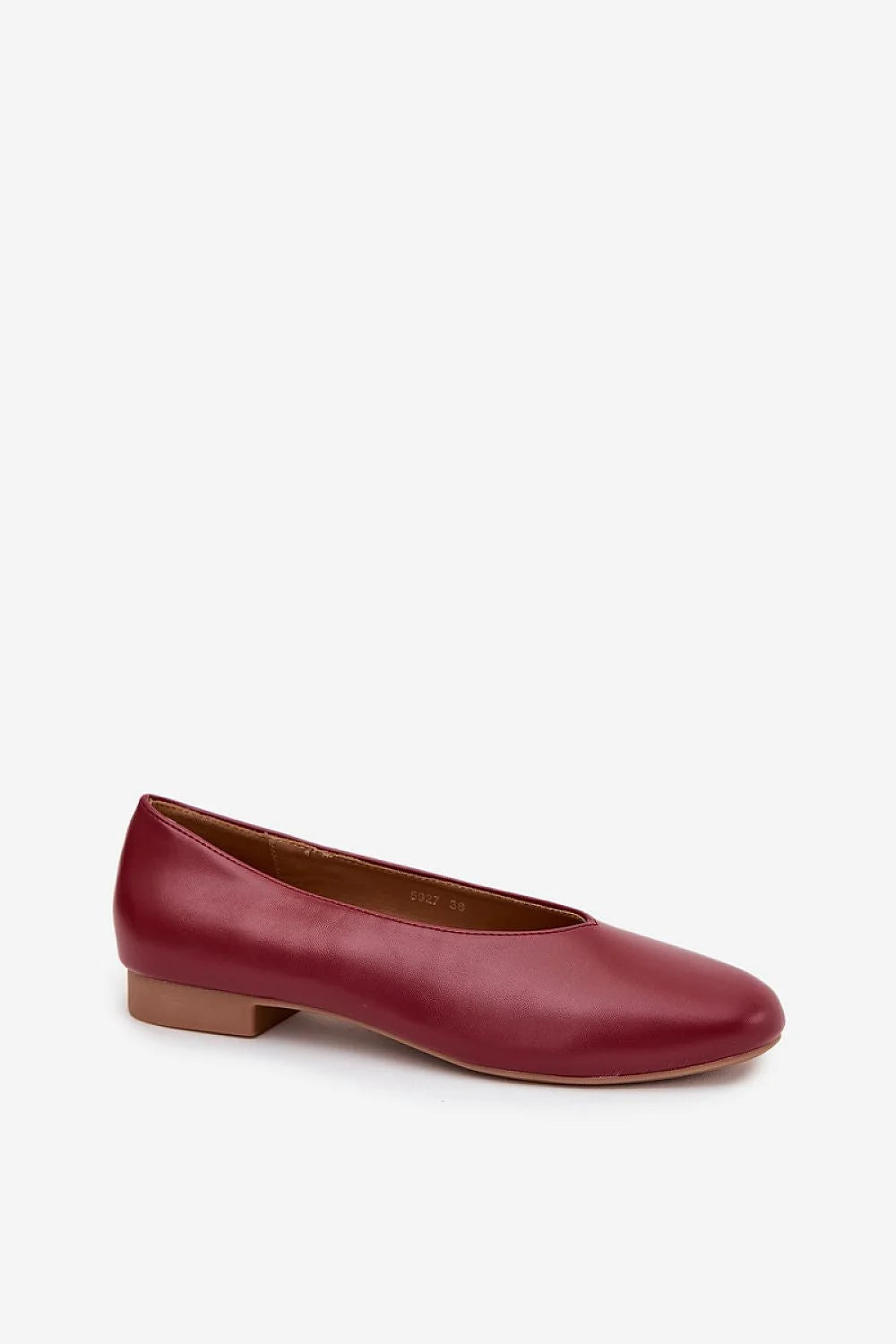 Red Eco Leather Ballet Flats with Flat Heel
