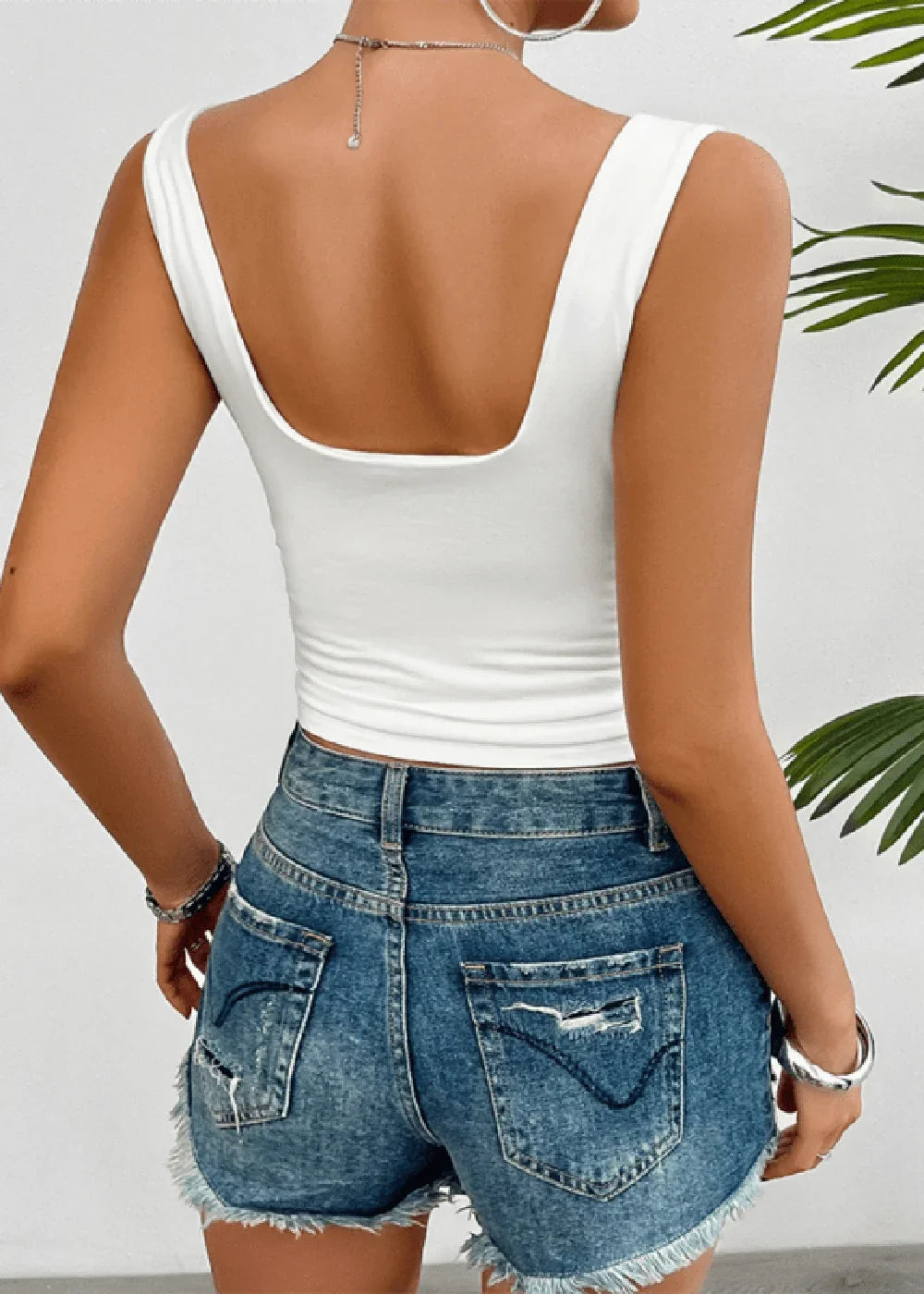 White slim fit twist halter top