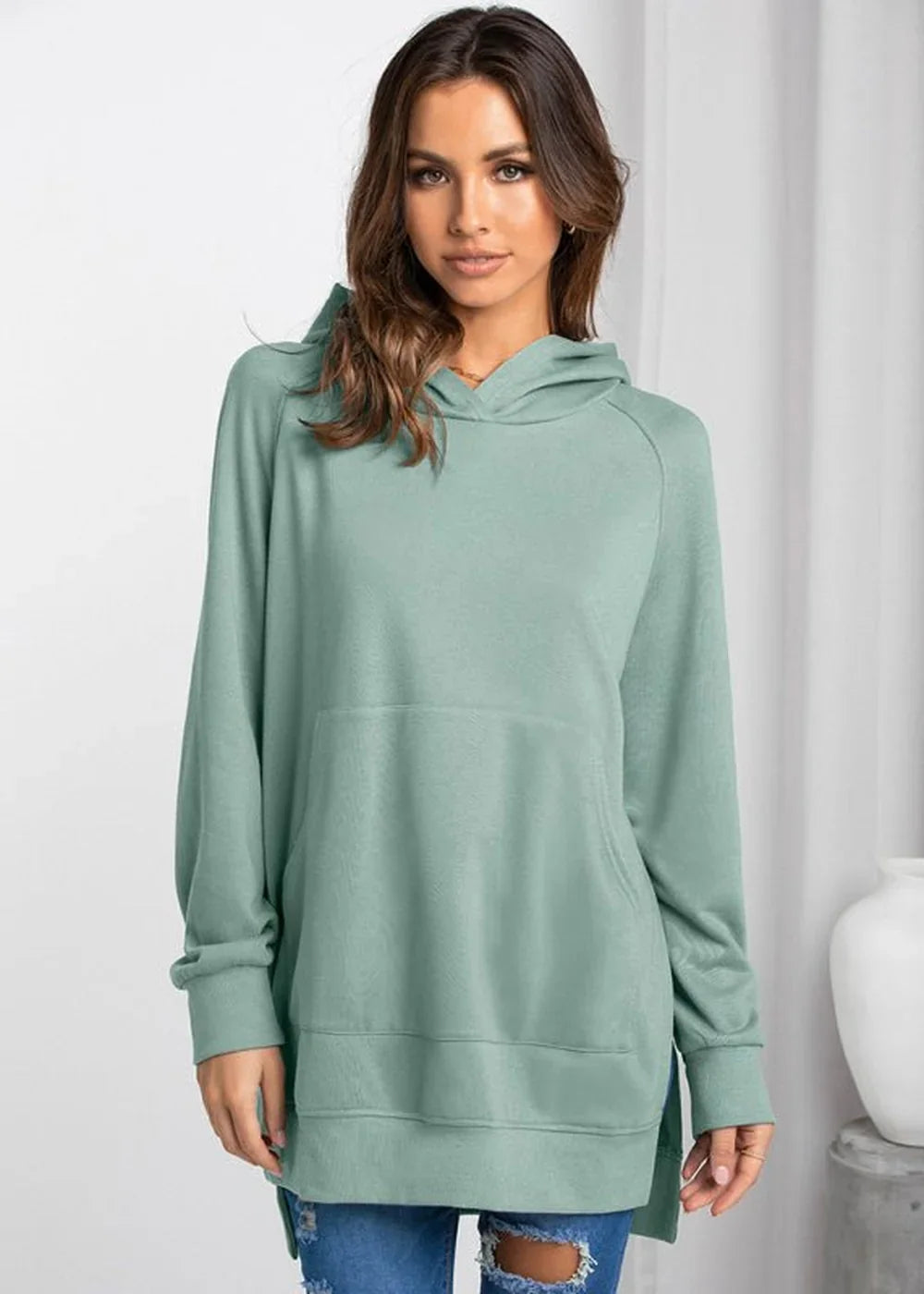 Black hooded pullover sweater