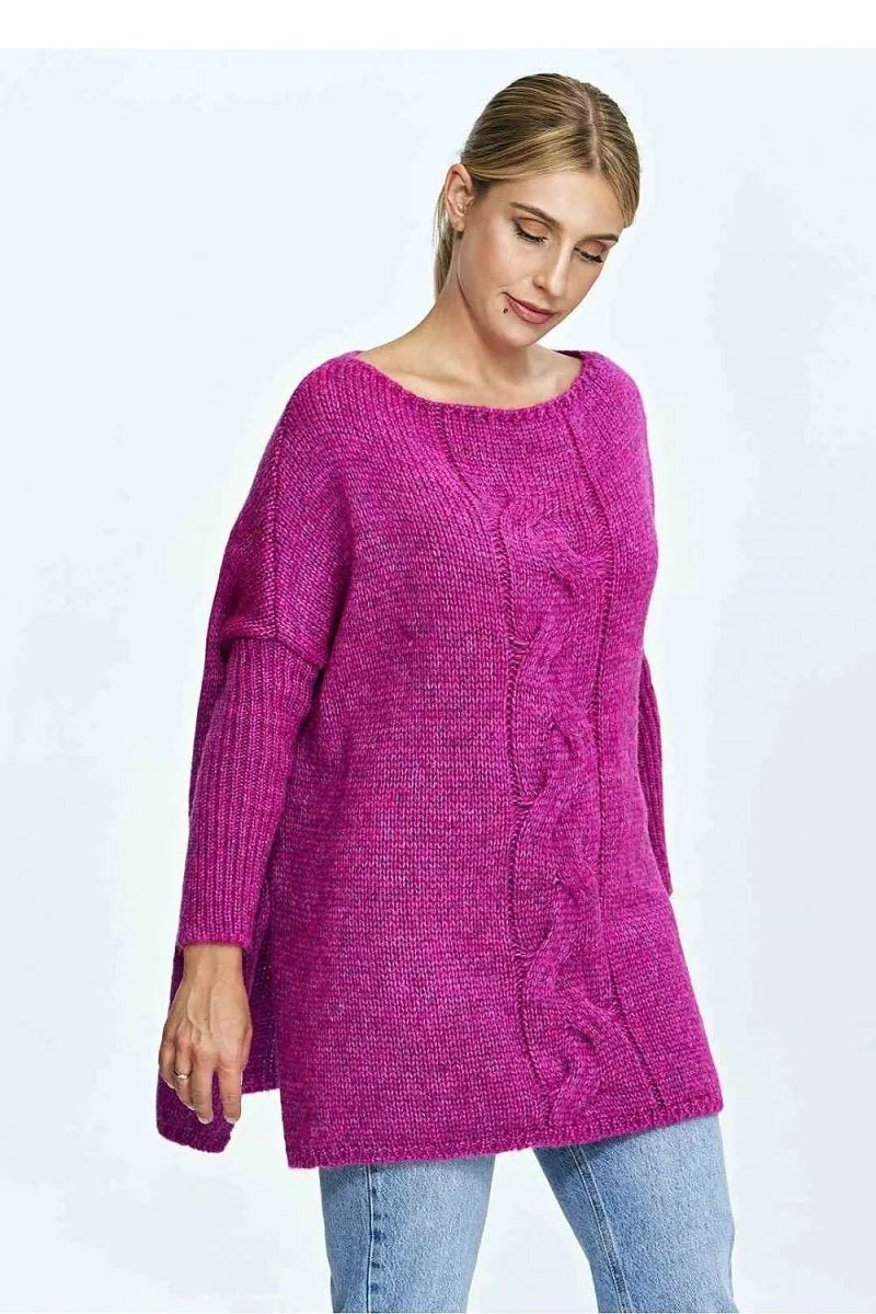 Green loose jumper with plaid detail