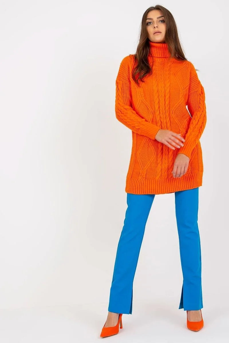 Orange long turtleneck sweater