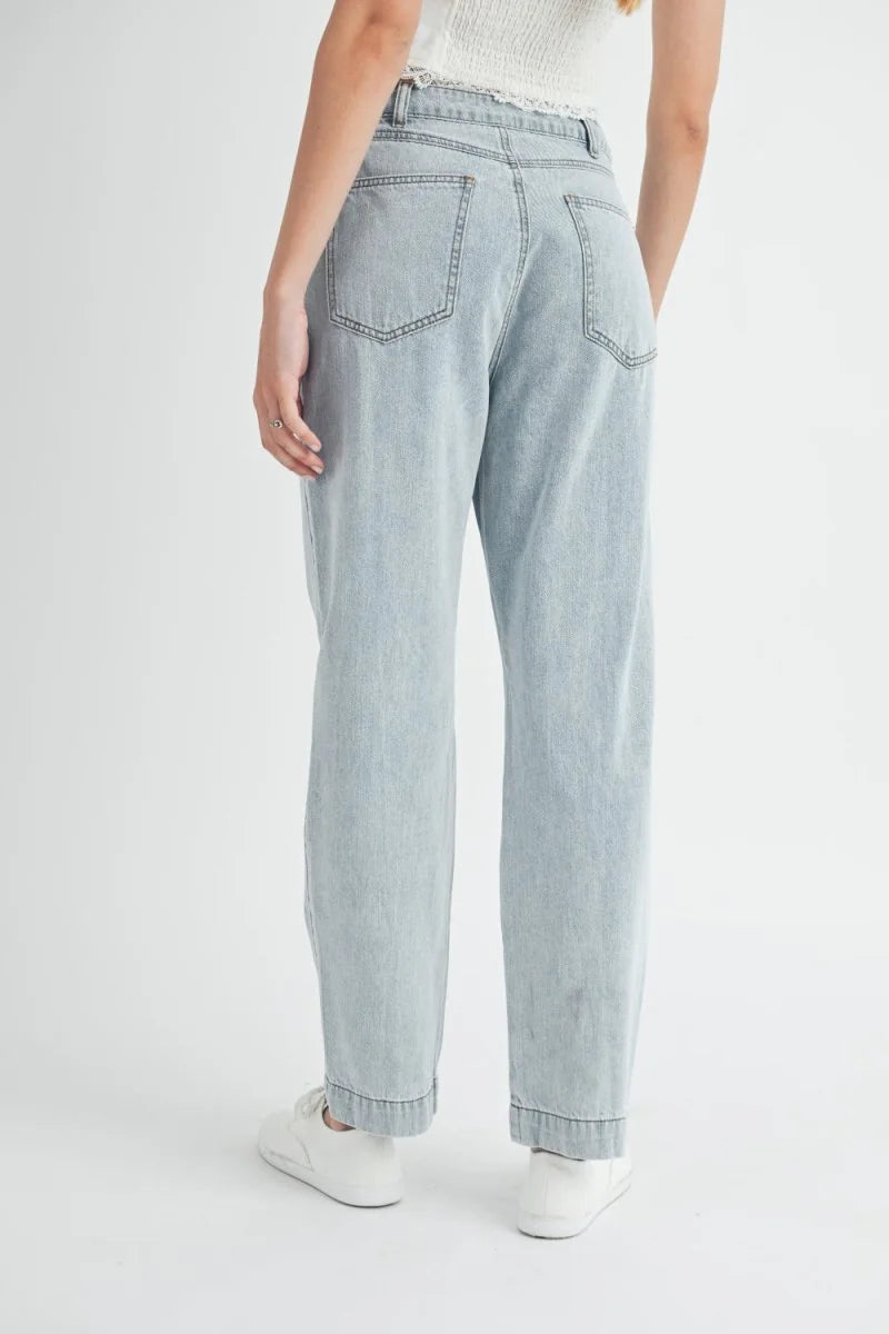 Detail of pleats on jeans