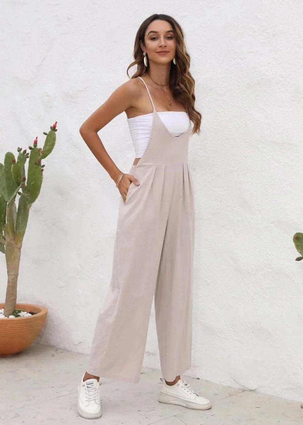 Black casual suspender trousers