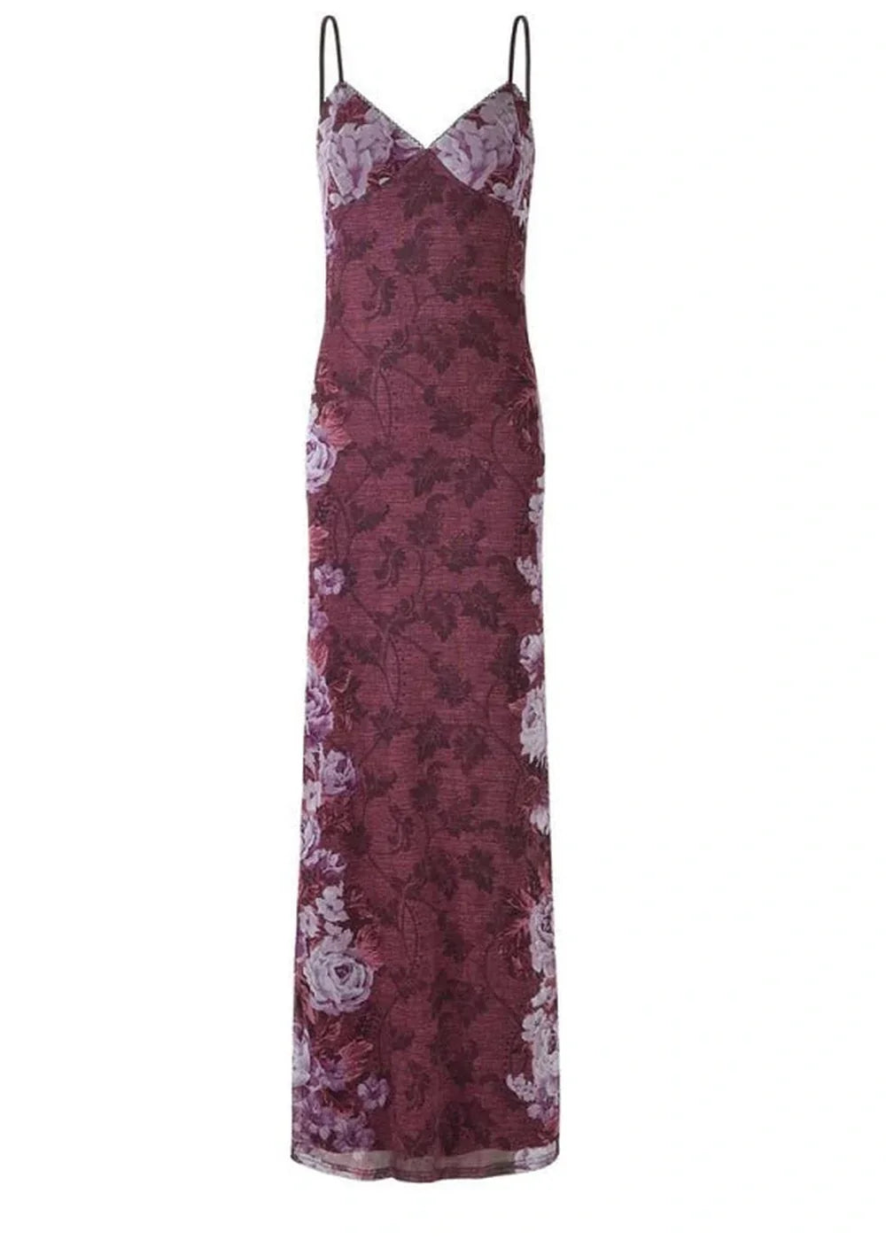 Pink Floral Print Slim Fit Party Dress