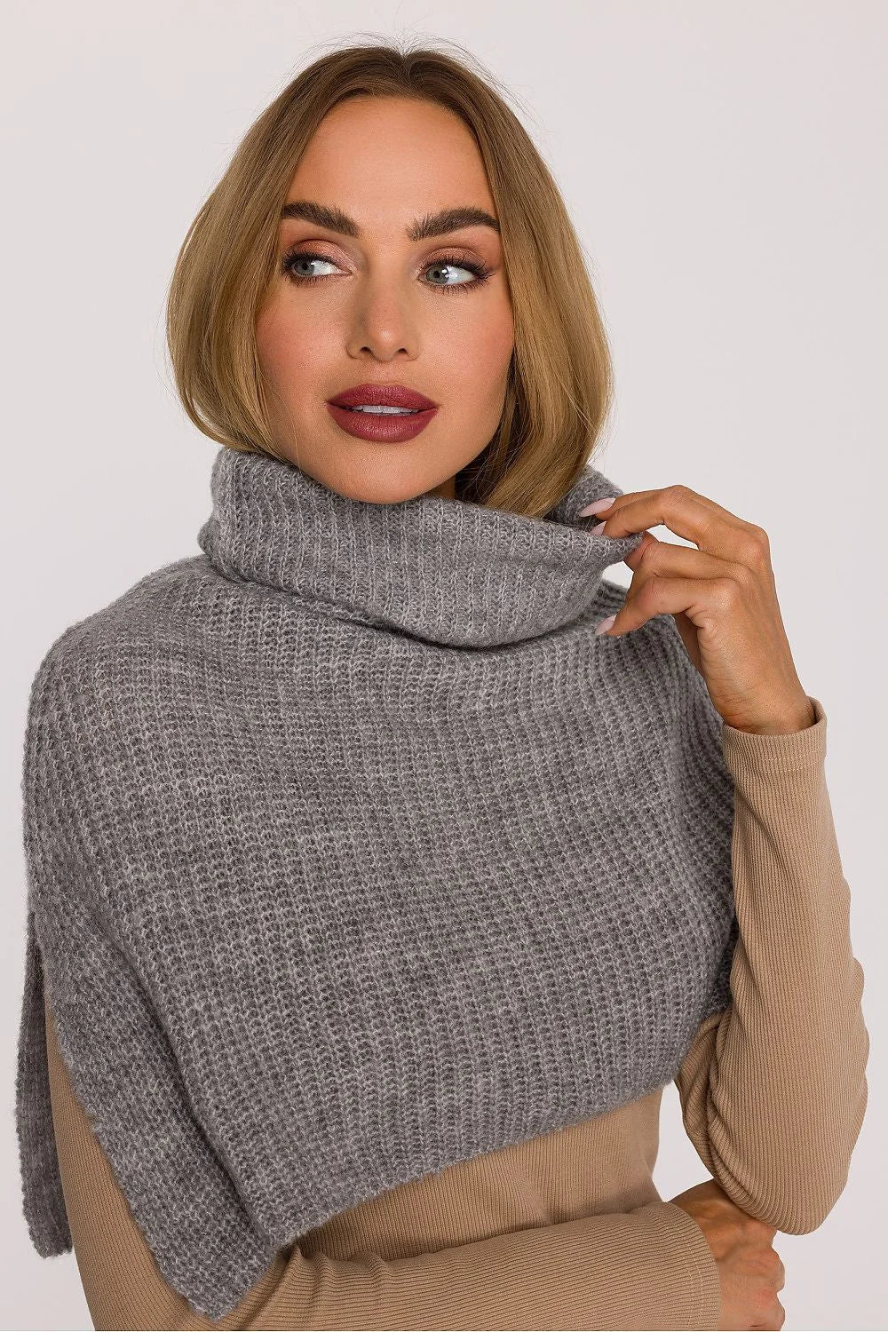 Brown Knit Chimney Scarf