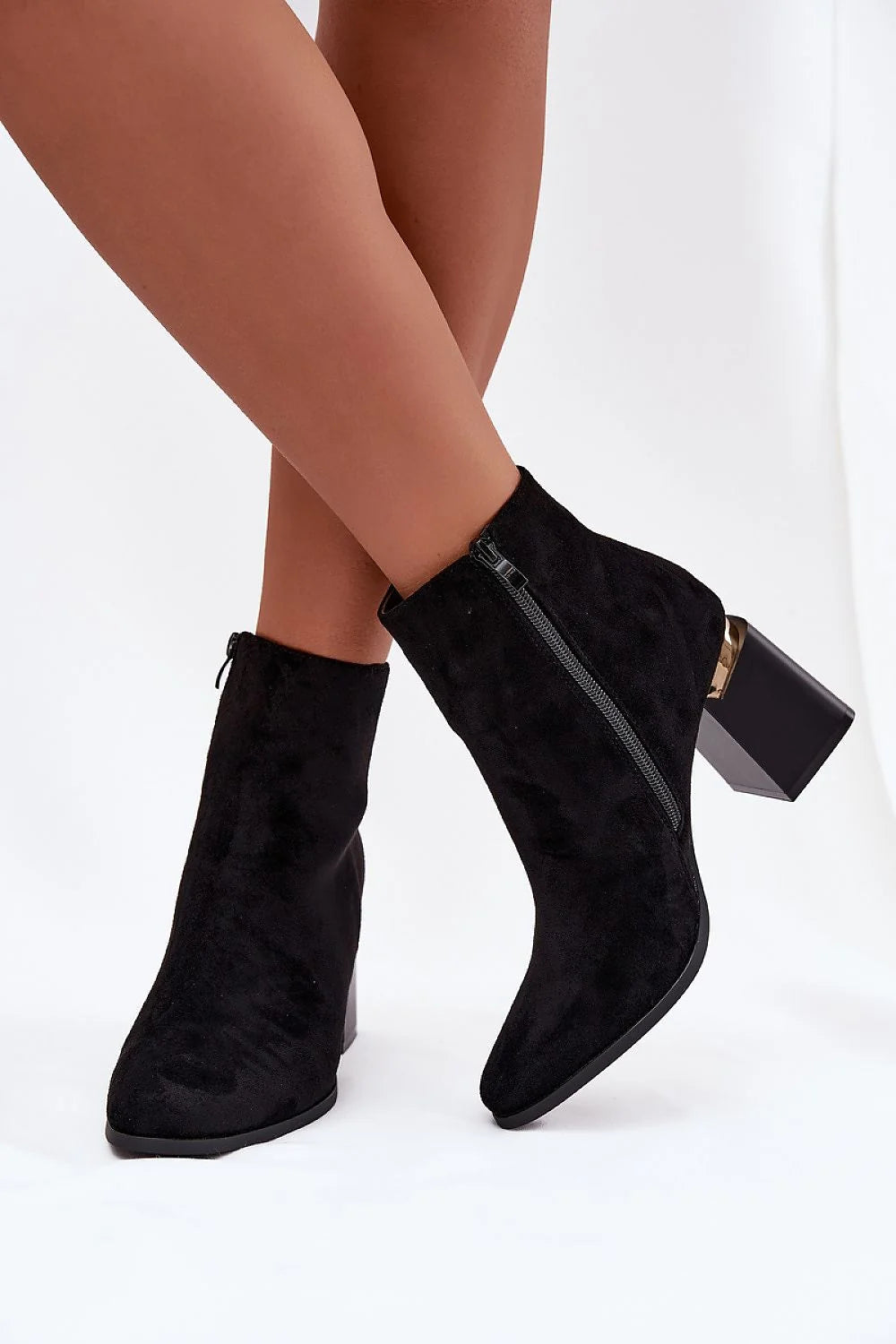 Black Suede Heel Boots with 7.5 cm Heel
