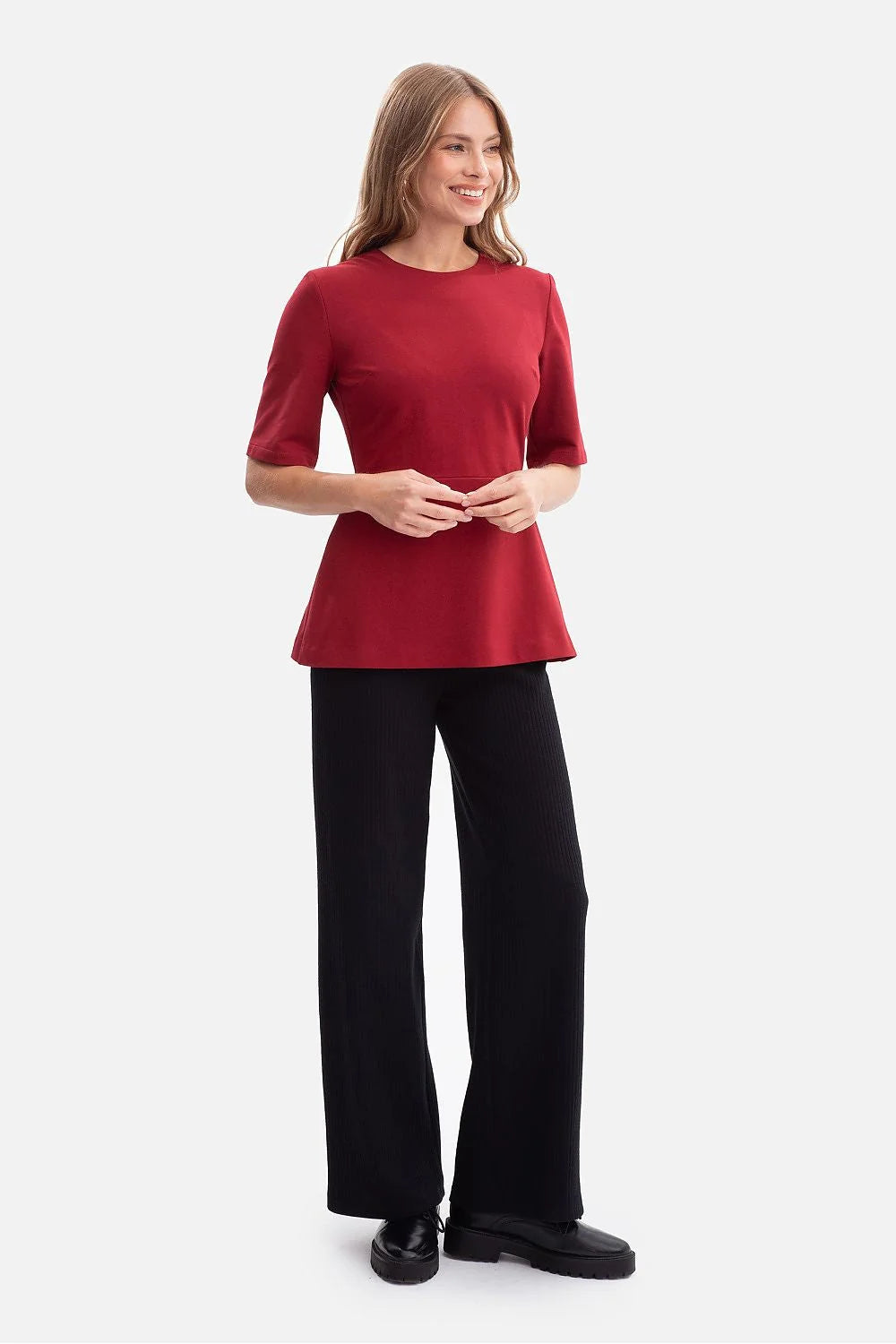 Red Cotton Spandex Blouse