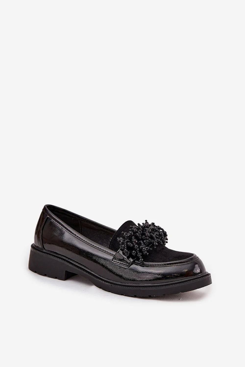 Black Suede Leather Loafers with Ornament