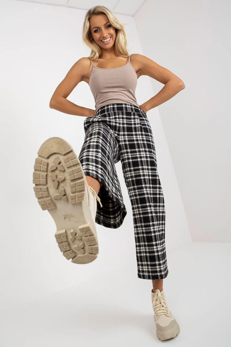 Green checkered wool trousers