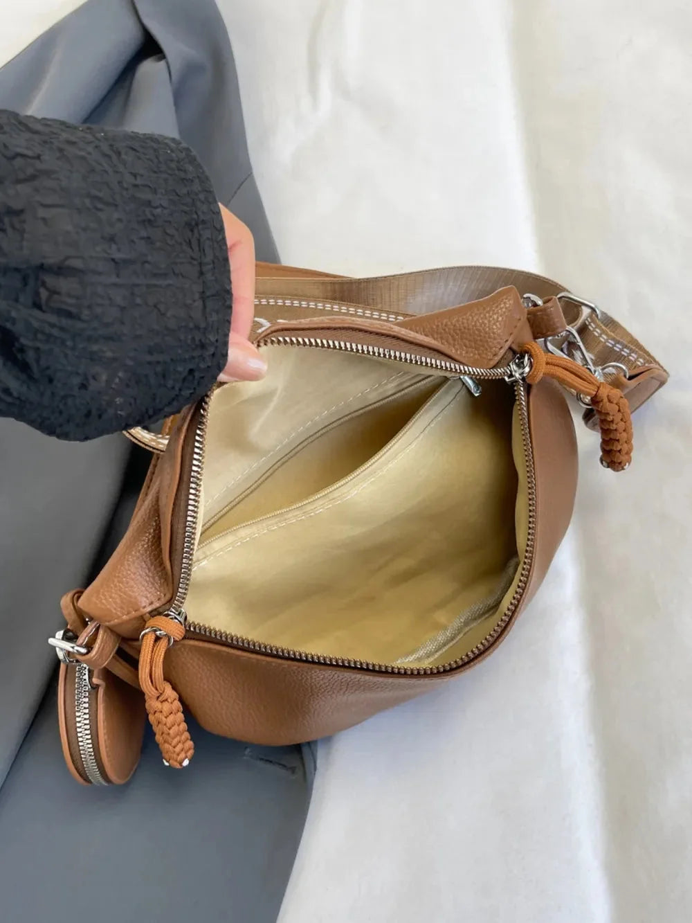 Brown PU Leather Crossbody Bag with Coin Purse