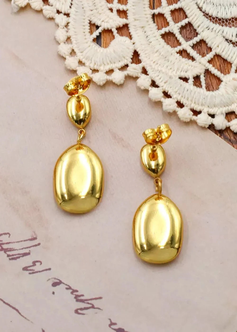 Close-up of drop earring design