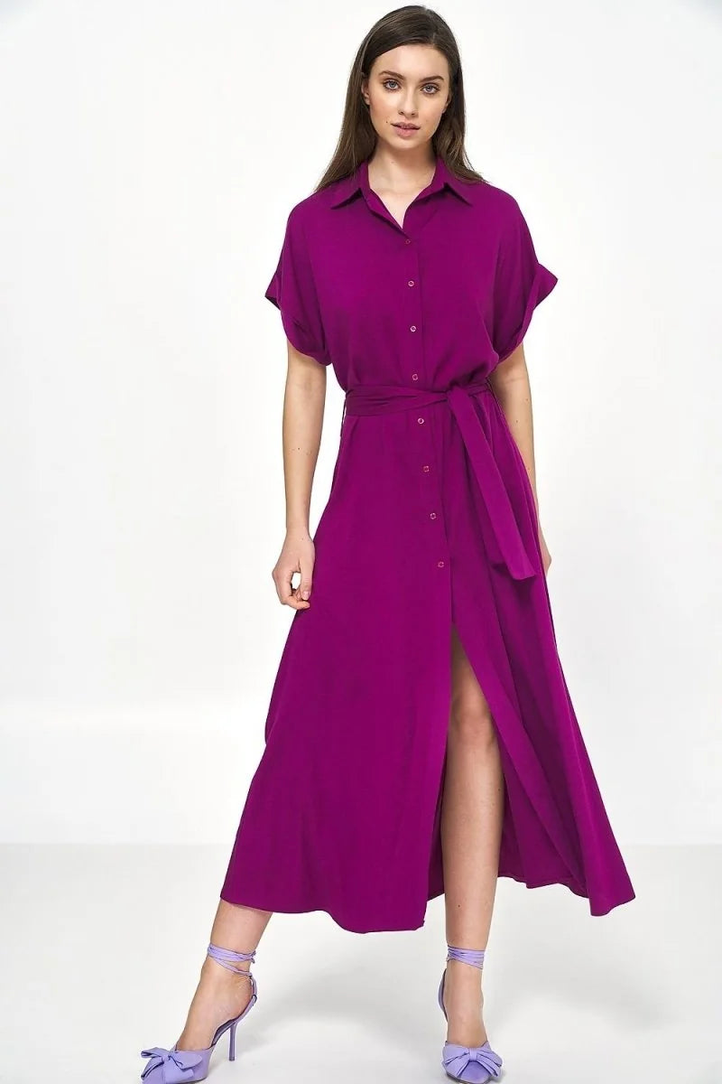 Blue viscose shirt dress