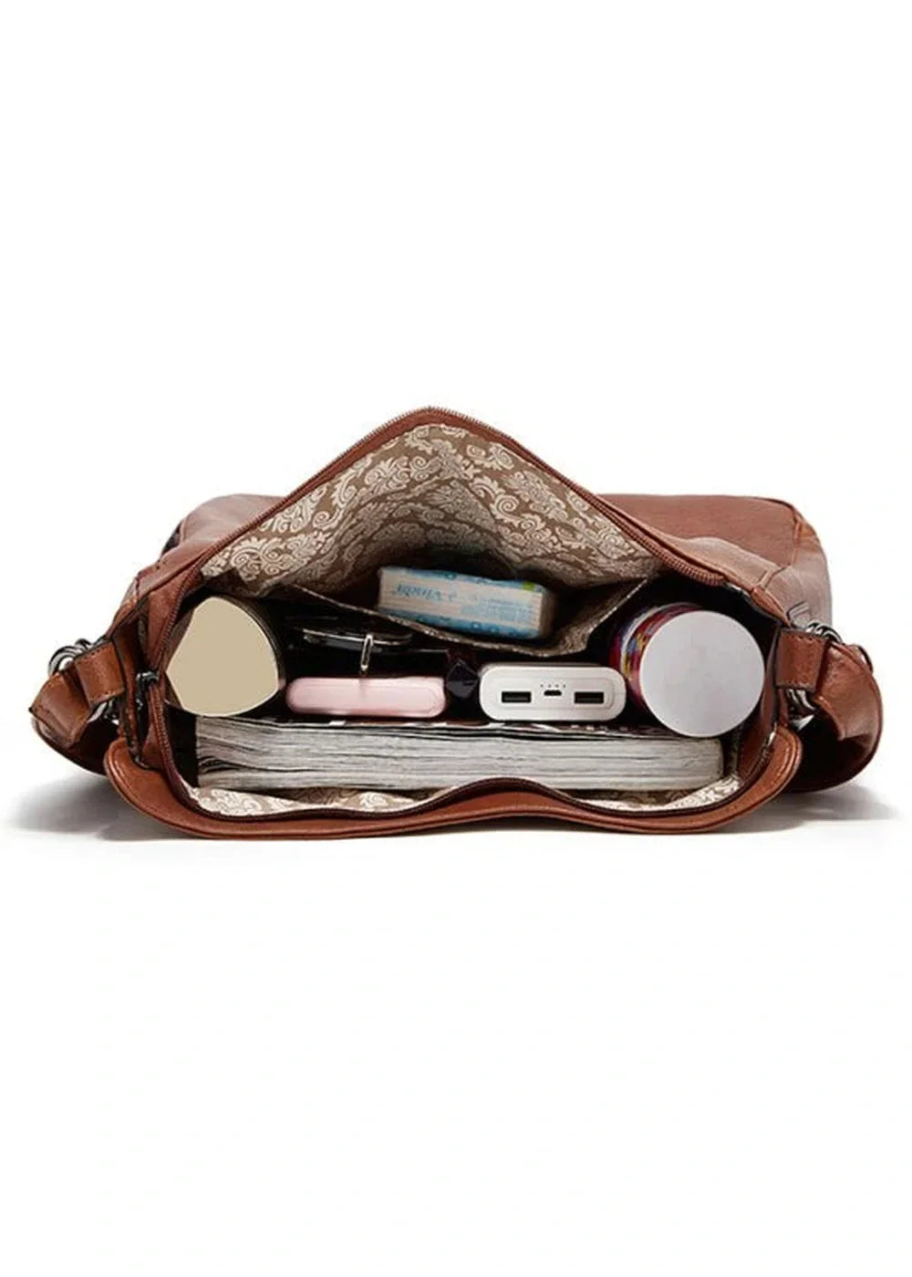 Wine red PU shoulder tote messenger bag