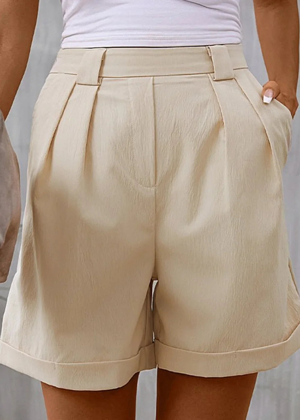 Black high waist shorts with rolled hem