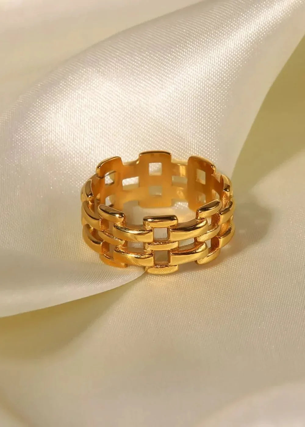 Close-up of 18K gold plated ring