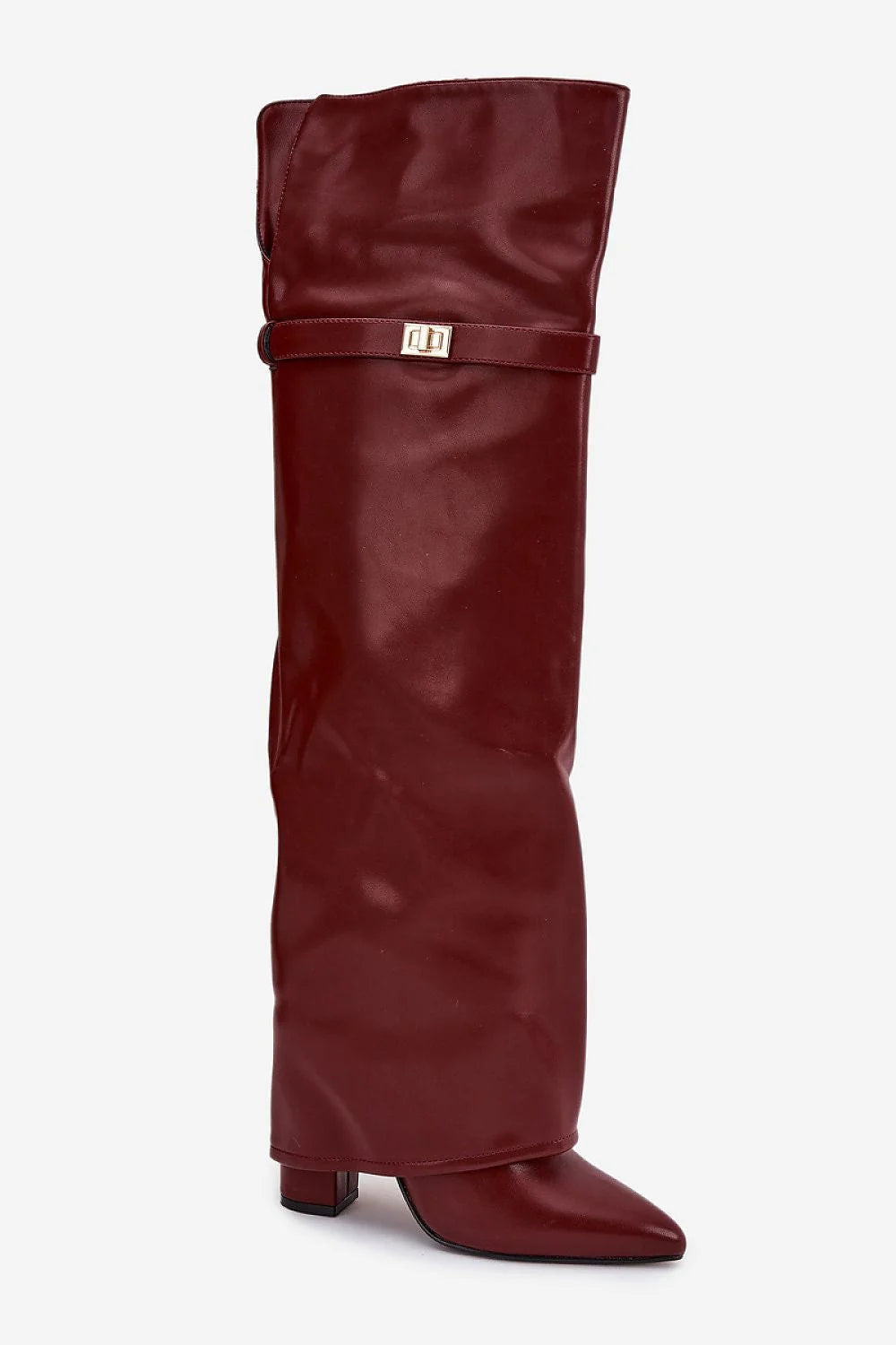Red Faux Leather High Heel Boots