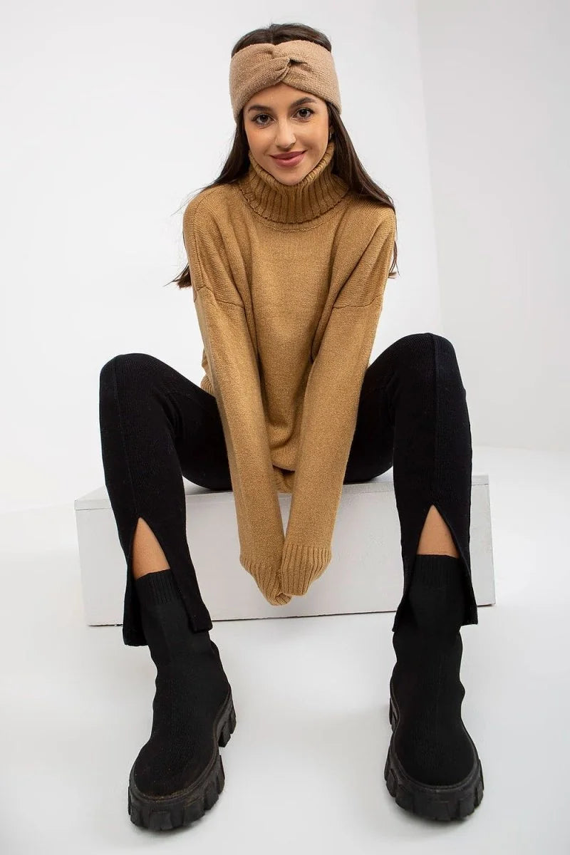 Orange turtleneck sweater