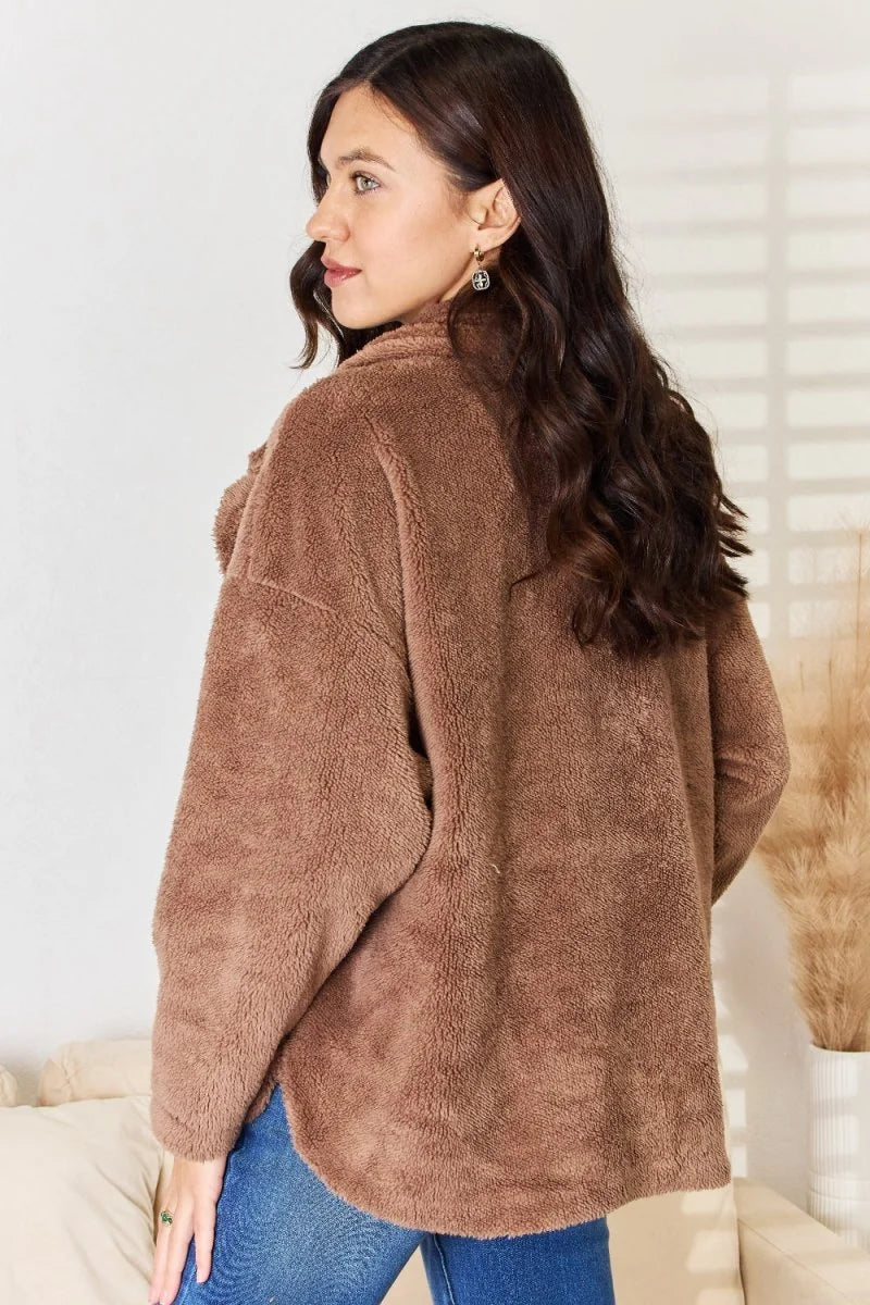 Close-up of fuzzy texture on coat