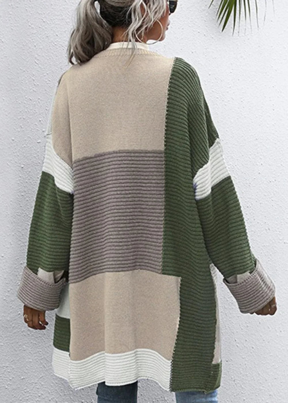 Lazy style thickened autumn and winter long knitted cardigan sweater coat women