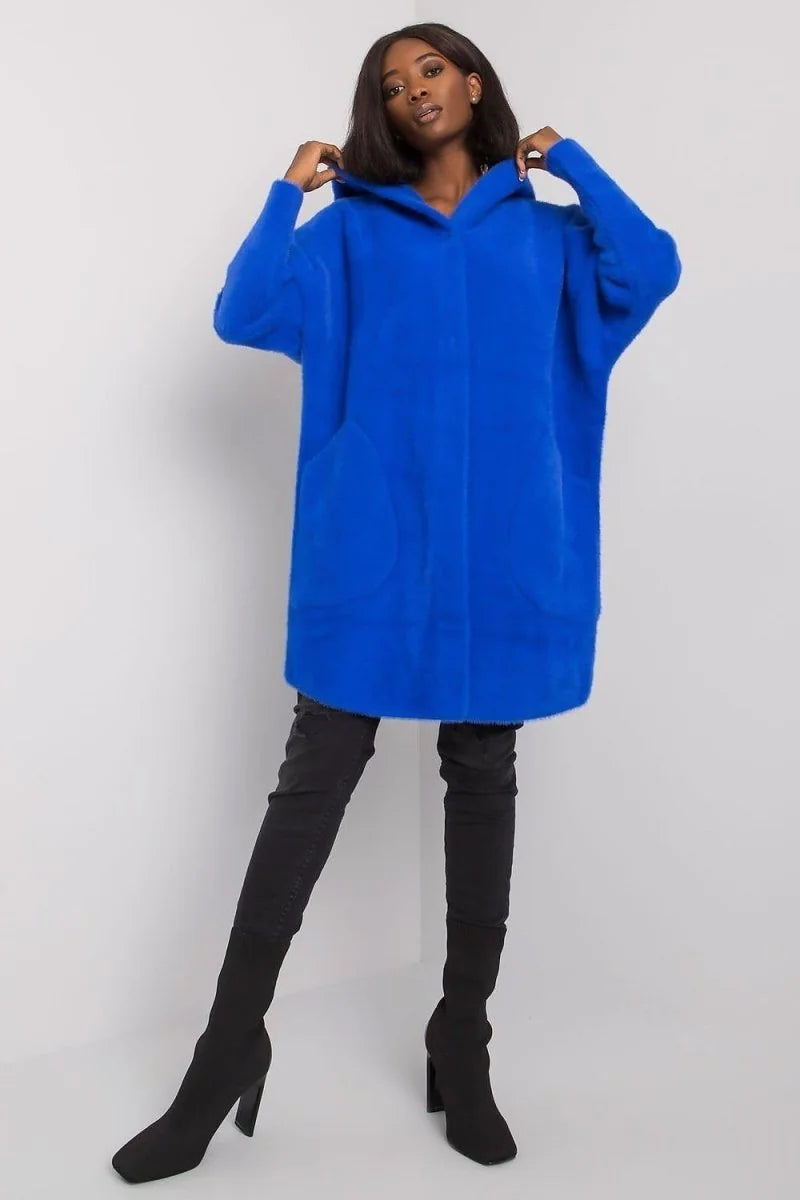 Grey women's coat with press studs