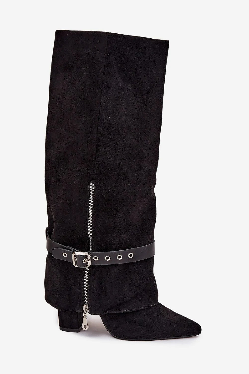 Black Suede Heel Boots