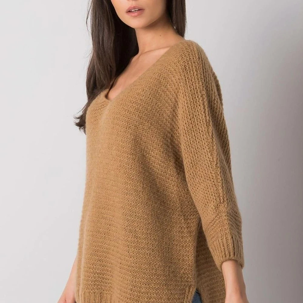 Oversized Marine Knit Sweater with Long Sleeves