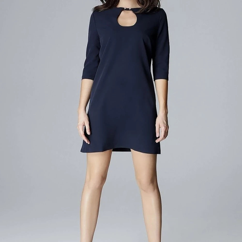 3/4 Sleeve Trapezoid Day Dress
