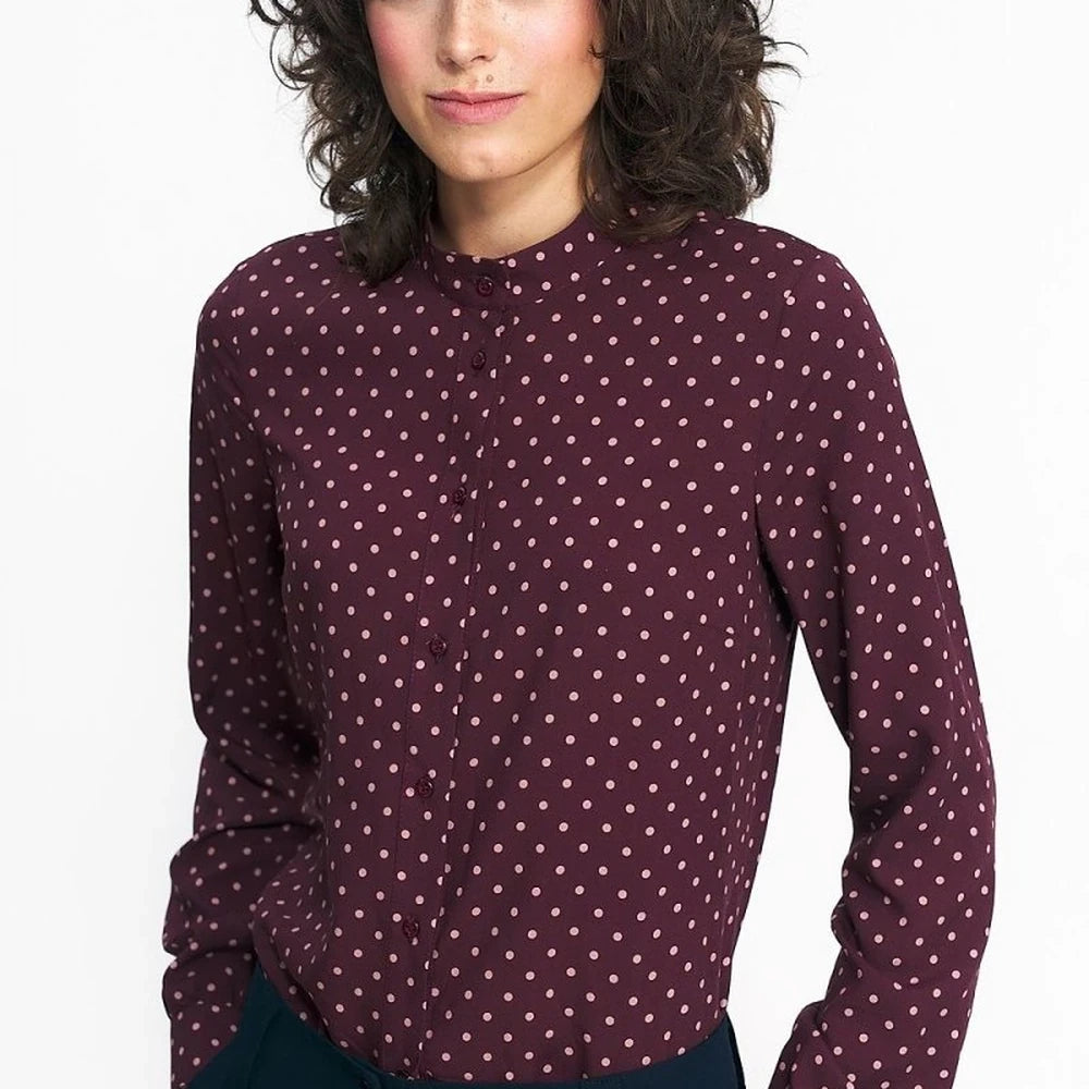 Long Sleeve Viscose Button-Down Shirt