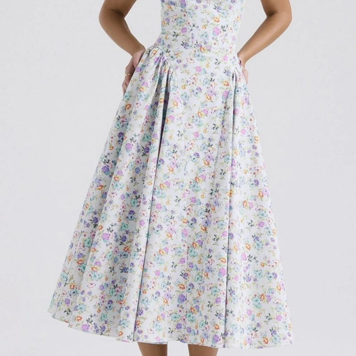 Floral Square Neck Midi Dress