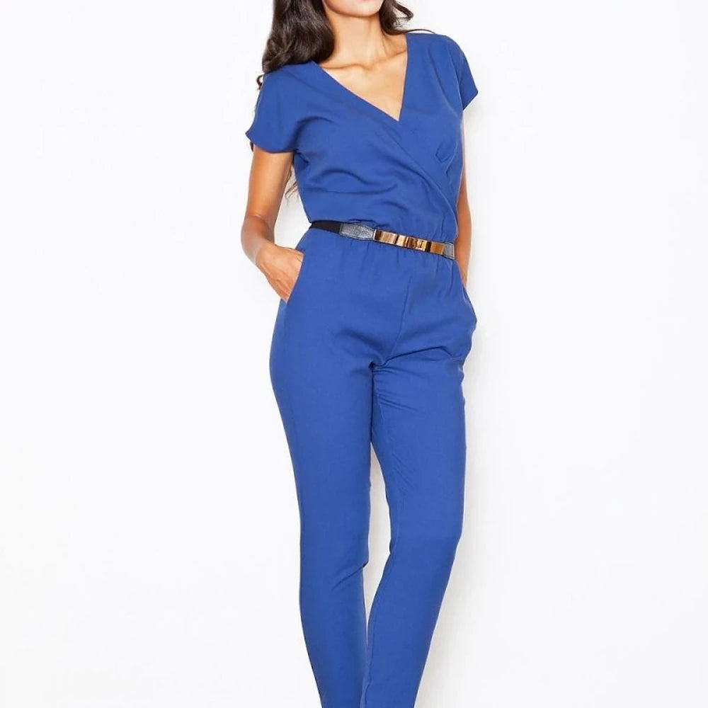 Stylish Women's Overalls with Belt and Pockets