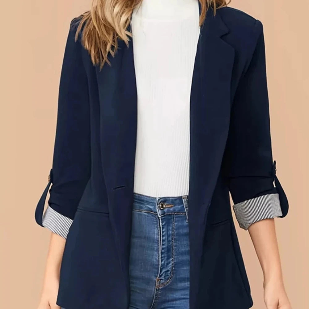 One Button Roll-Up Sleeve Blazer