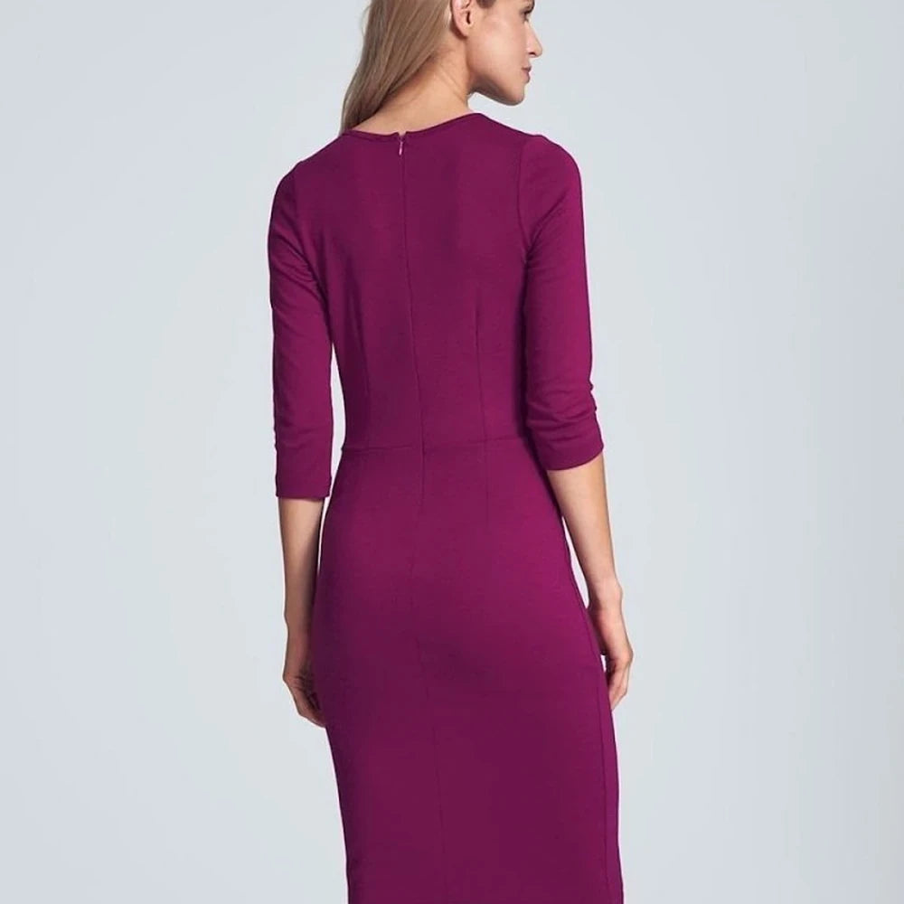 Women's Midi Dress with Envelope Neckline