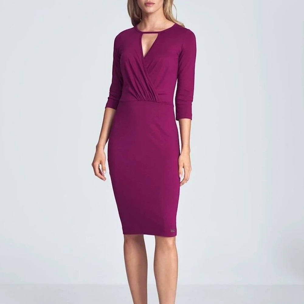 Women's Midi Dress with Envelope Neckline