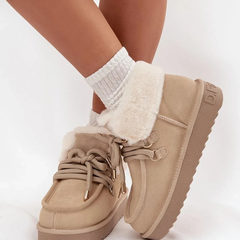 Women's Suede Snow Boots with Fur Lining