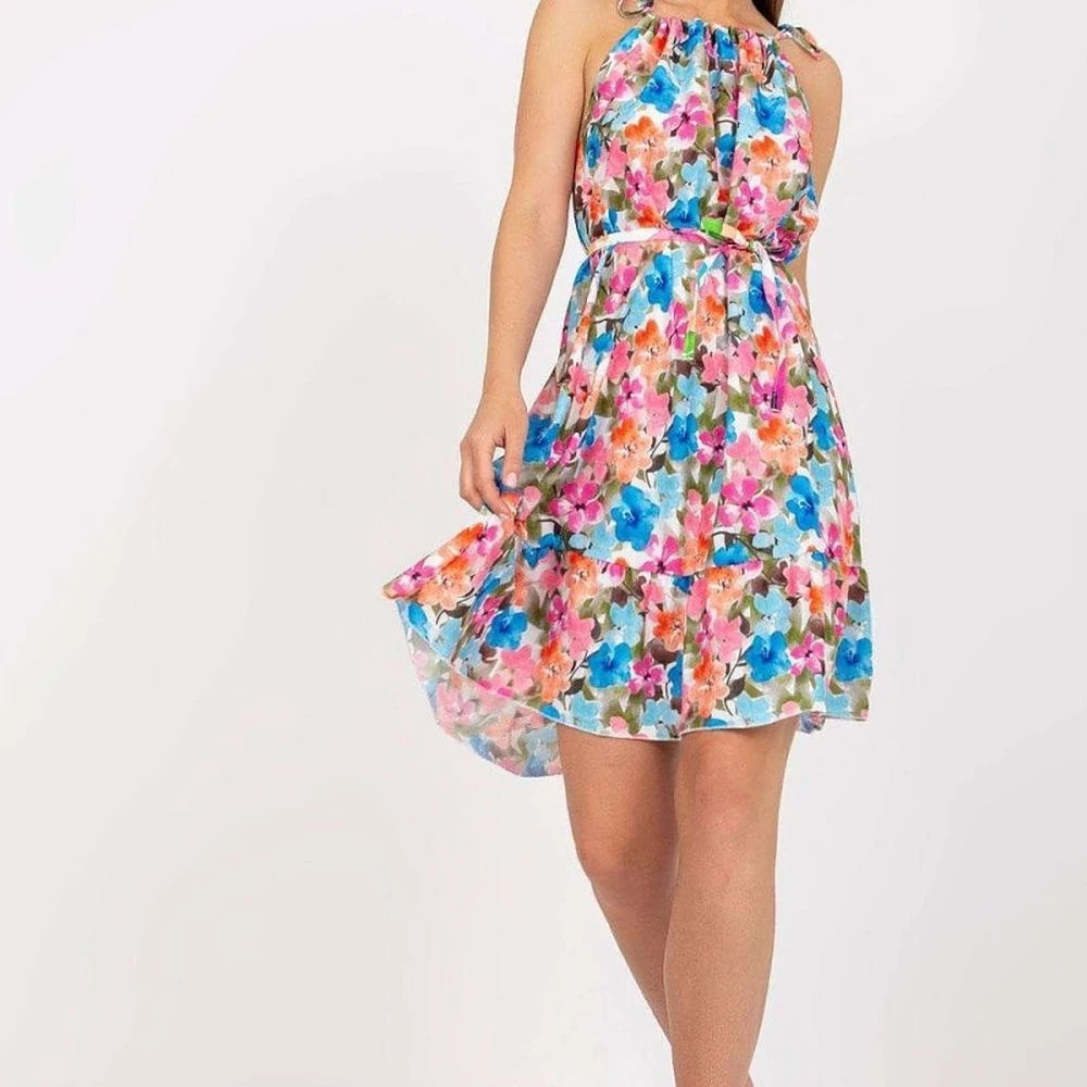 Summer Print Dress with Tied Straps
