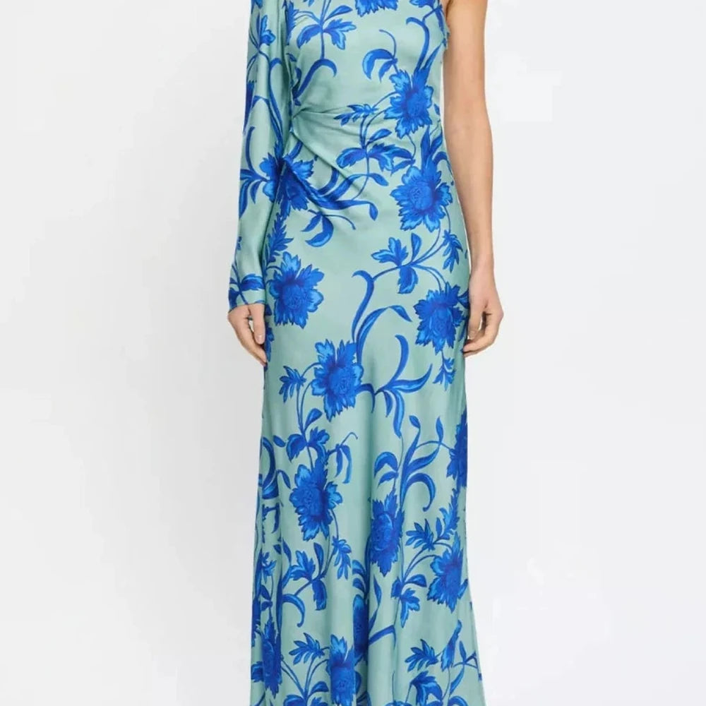Floral Print One-Shoulder Maxi Dress