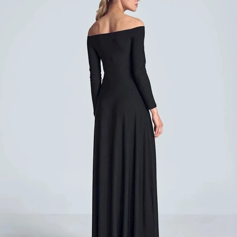 Black Maxi Dress with Long Sleeves