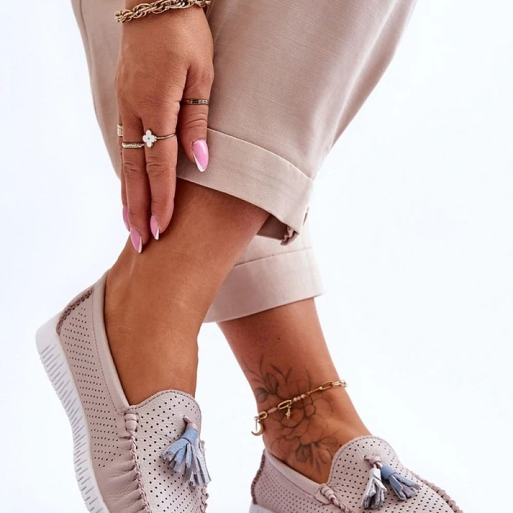 Women's Leather Moccasins with Tassels