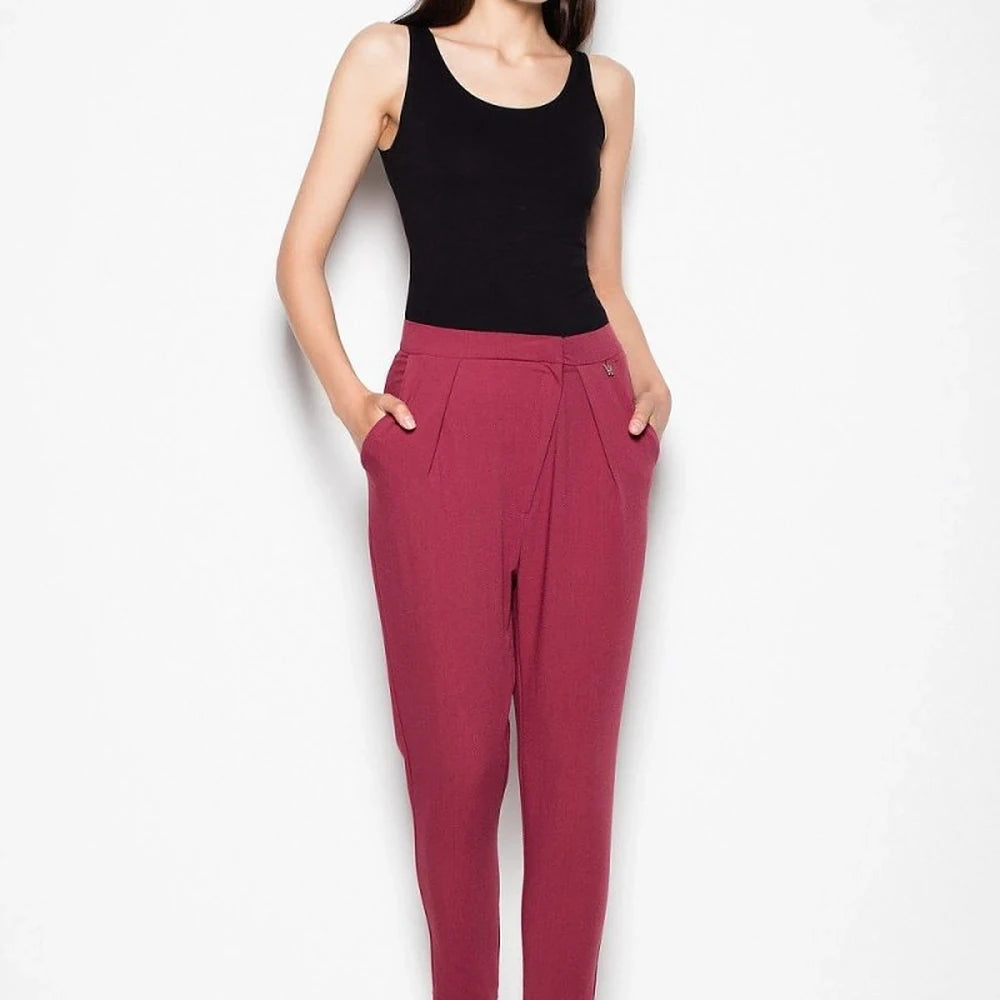 Tapered Leg Trousers with Waist Pockets