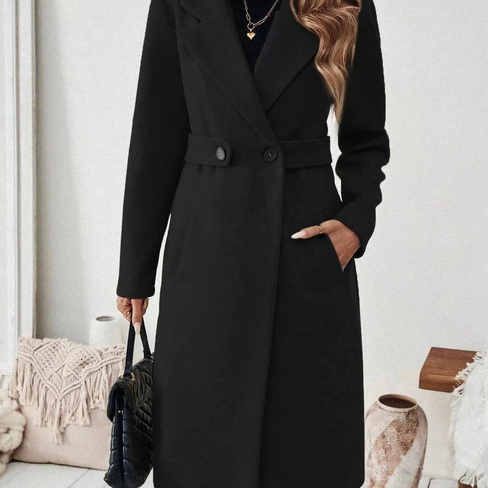 One Button Wool Blend Overcoat